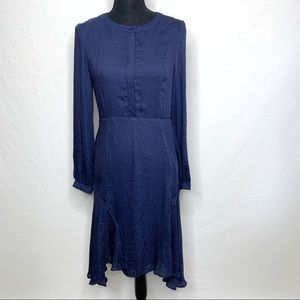 H&M | Blue Dotted Long Sleeve Dress Sharkbite Hem